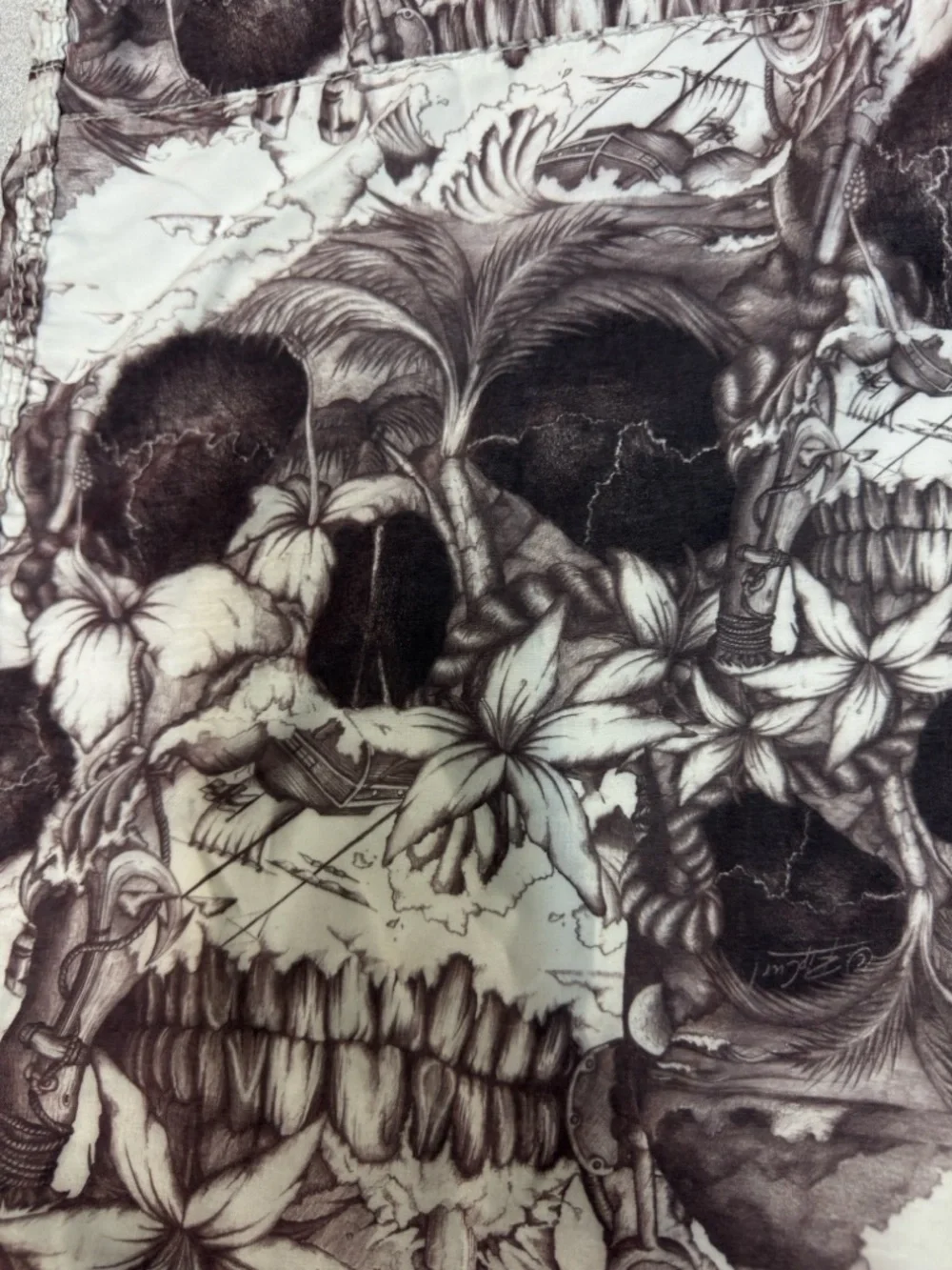 Rip Curl Skull‎ Print Board Shorts Surf Swim Trunks Mens Size 33 Made in Italy